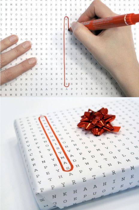 ideas envolver papel de regalo sopa letras navidad envoltorio